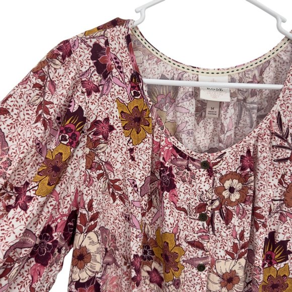 Knox Rose Women SZ M Floral Print 3/4 Sleeve Blouse Lightweight Rayon Scoop Neck - Picture 8 of 9
